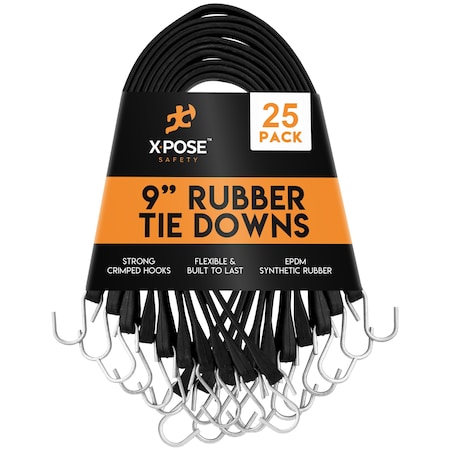 Xpose Safety Molded Rubber Tie Down Straps 9 in , 25PK TS-9-25